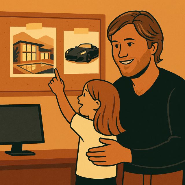 Jake Ducey’s Vision Board Moment With His Daughter Jake Ducey and his daughter looking at a vision board with a home and car that matched their real-life reality with the help of quantum manifestation.