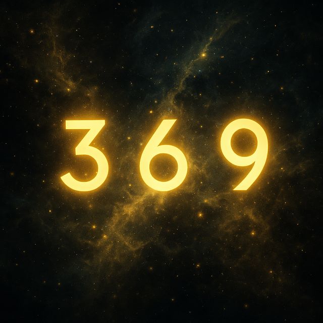 Golden numbers 3, 6, and 9 glowing on a dark cosmic background, symbolizing the 3 6 9 money manifestation energy pattern.