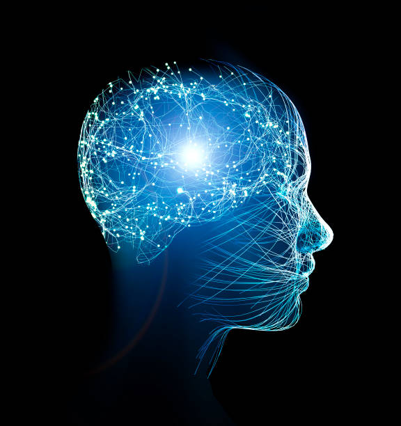 Neural Signal Tuning — Quantum Law of Attraction Side profile with a glowing neural network inside the brain, visualizing thoughts broadcasting energy under the quantum law of attraction.